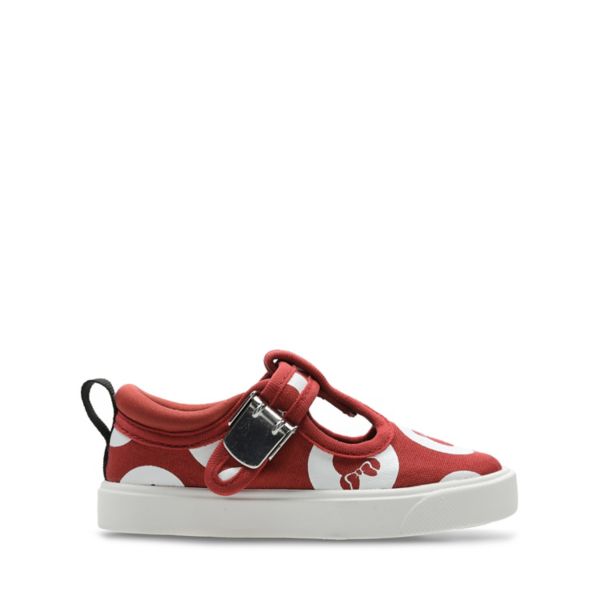 Clarks Girls City Polka Toddler Canvas Red | CA-3065718